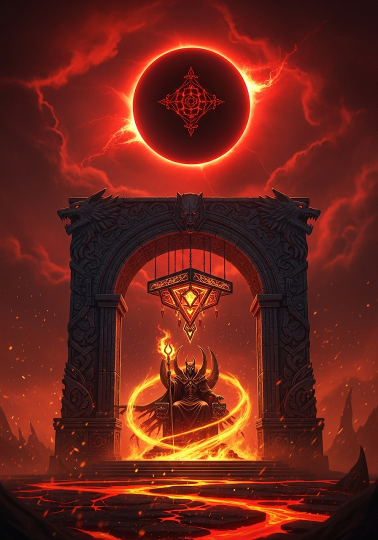 Dark Fantasy Lord Shrine Blood Moon Apocalyptic Art