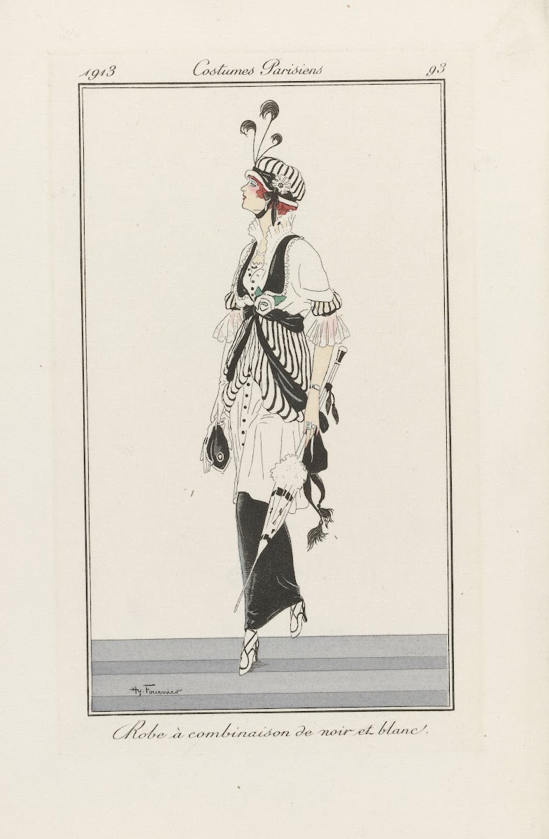 Robe À Combinaison De Noir Et Blanc 1913