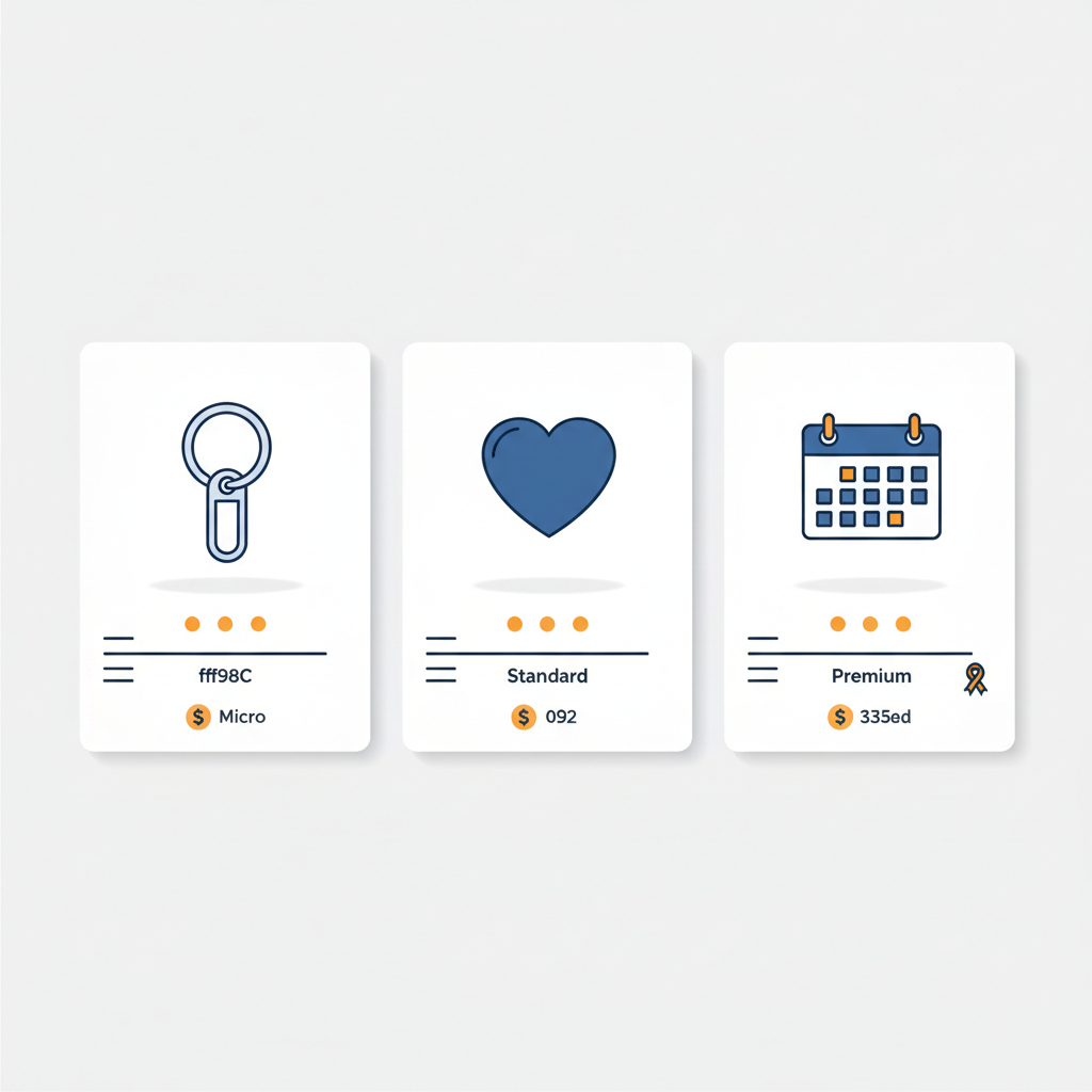 Minimalistische 2D-Vektor-Infografik mit Icons (Schlüsselanhänger, Herz, Kalender) und dreistufiger Symbol-Kategorisierung für personalisierte geschenkideen freundin.
