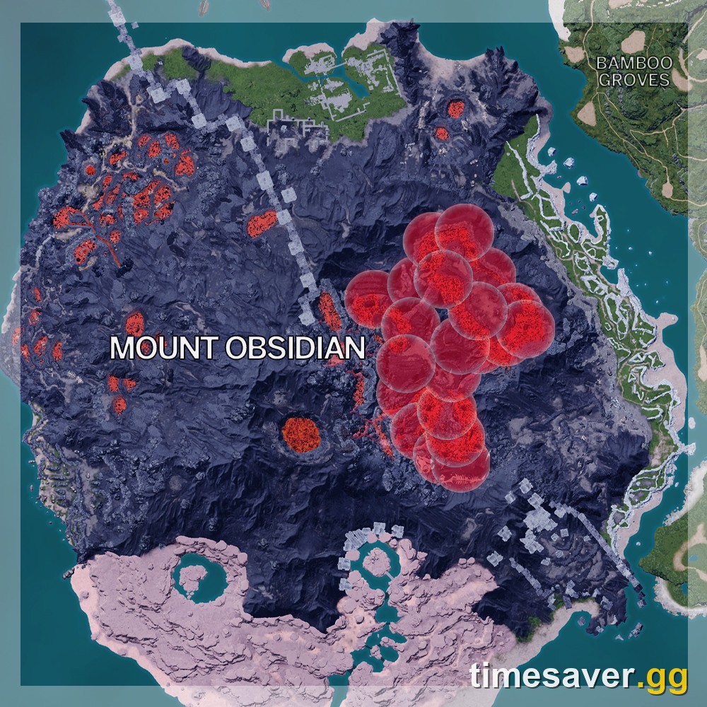 Annotated Mount Obsidian region map — where the Beyond Dimensions sub-mission begins