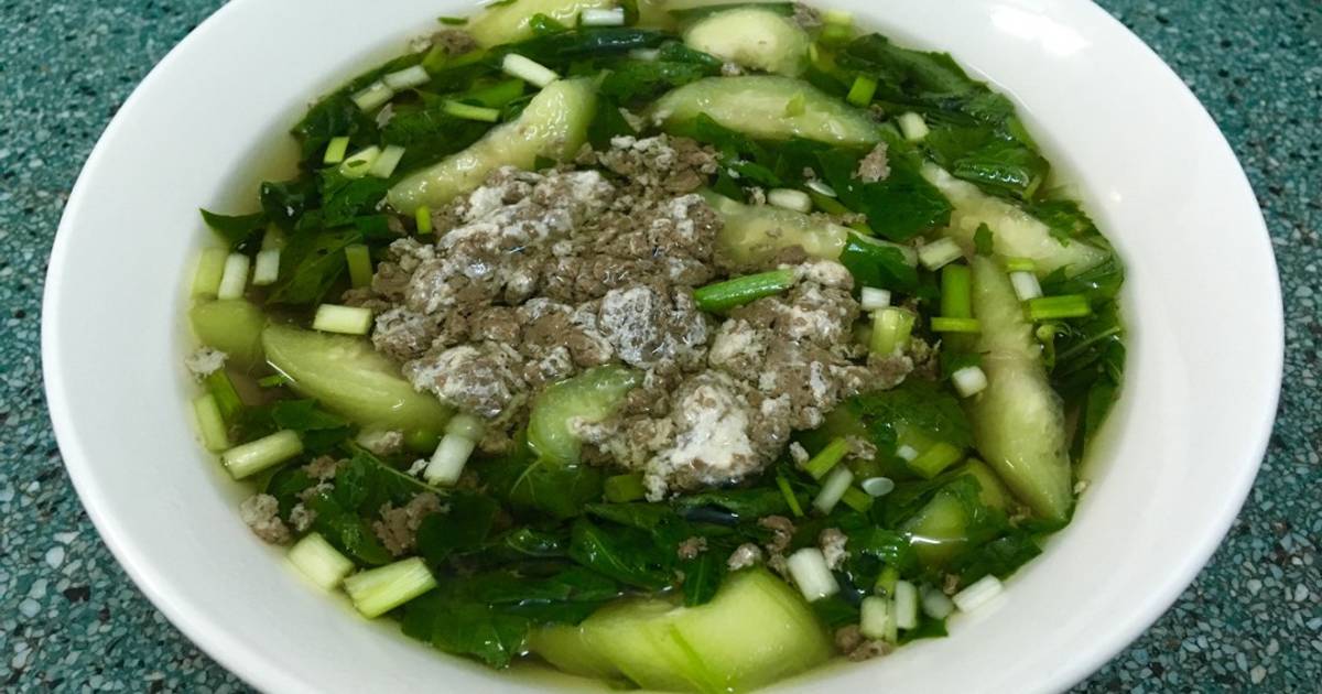 Canh cua rau đay, mồng tơi, mướp