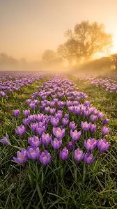 Sunbeams Through Morning Forest Trees