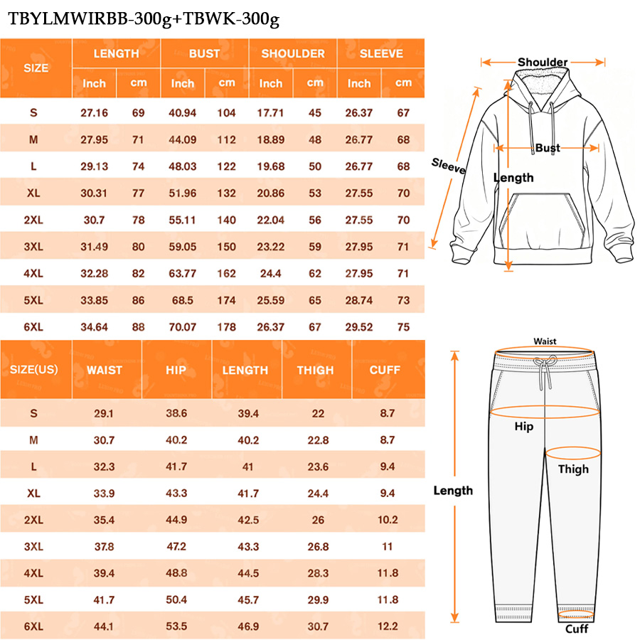 AOP All Over Print Micro Fleece Hoodie (300g) & Sweatpants Set (300g)