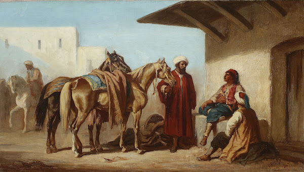Eastern scene  Selling horses 1867