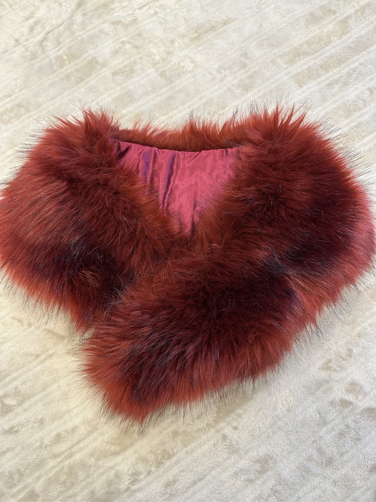 Lola Liza Burgundy Faux Fur Collar