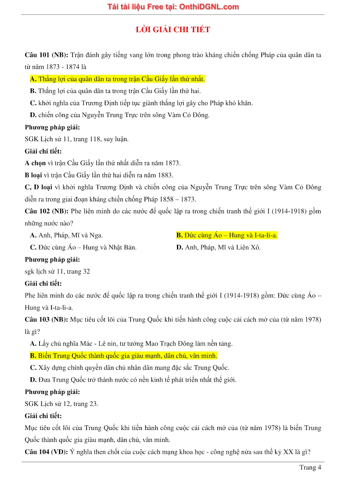 150 bài tập môn Sủ- Ôn thi ĐGNL ĐHQG HN Phần 2