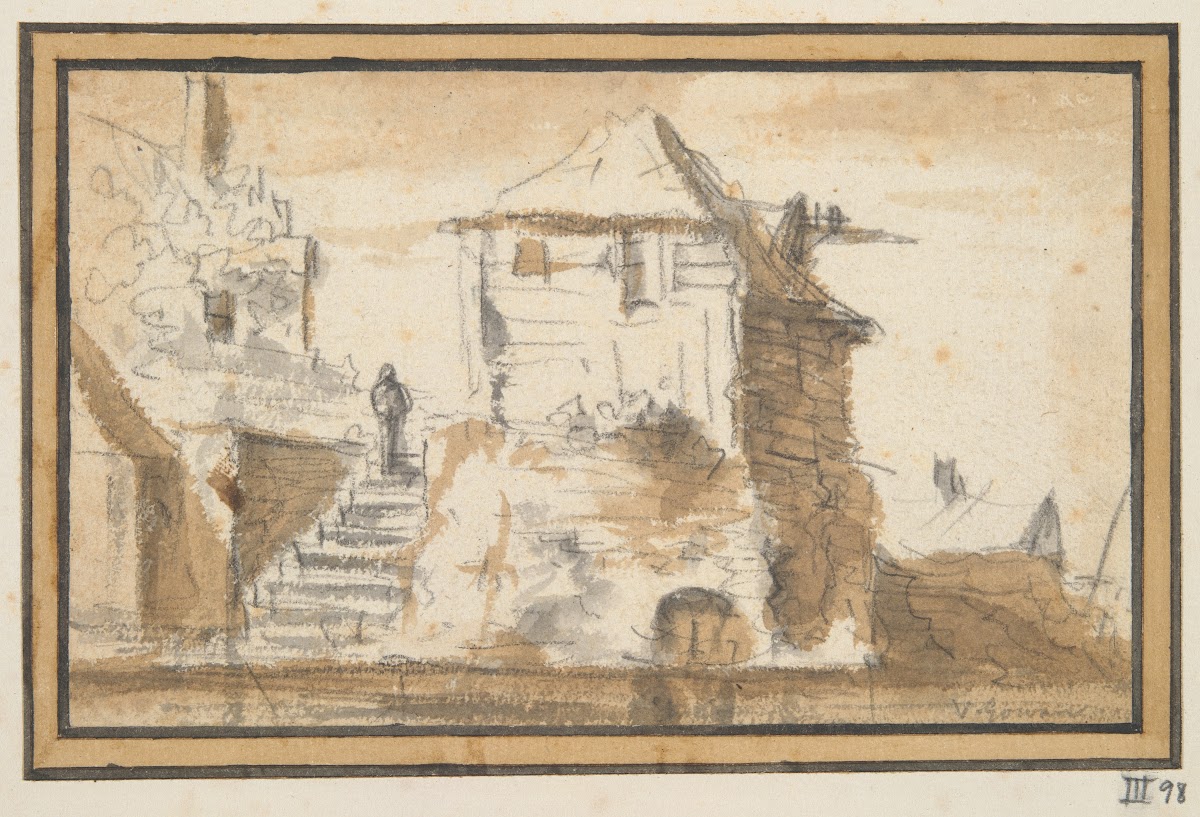 Two Buildings with aStairway early to mid 17thcentury