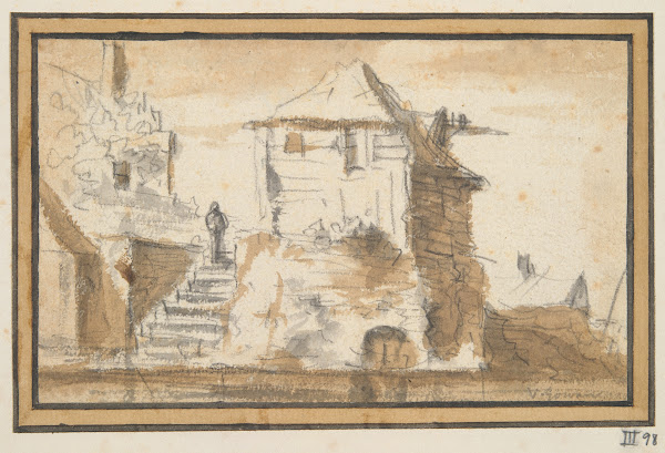 Two Buildings with aStairway early to mid 17thcentury