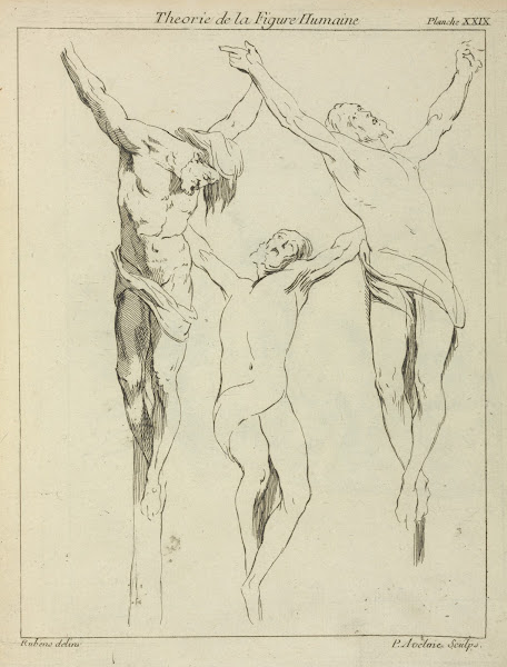 Three studies of crucified figures