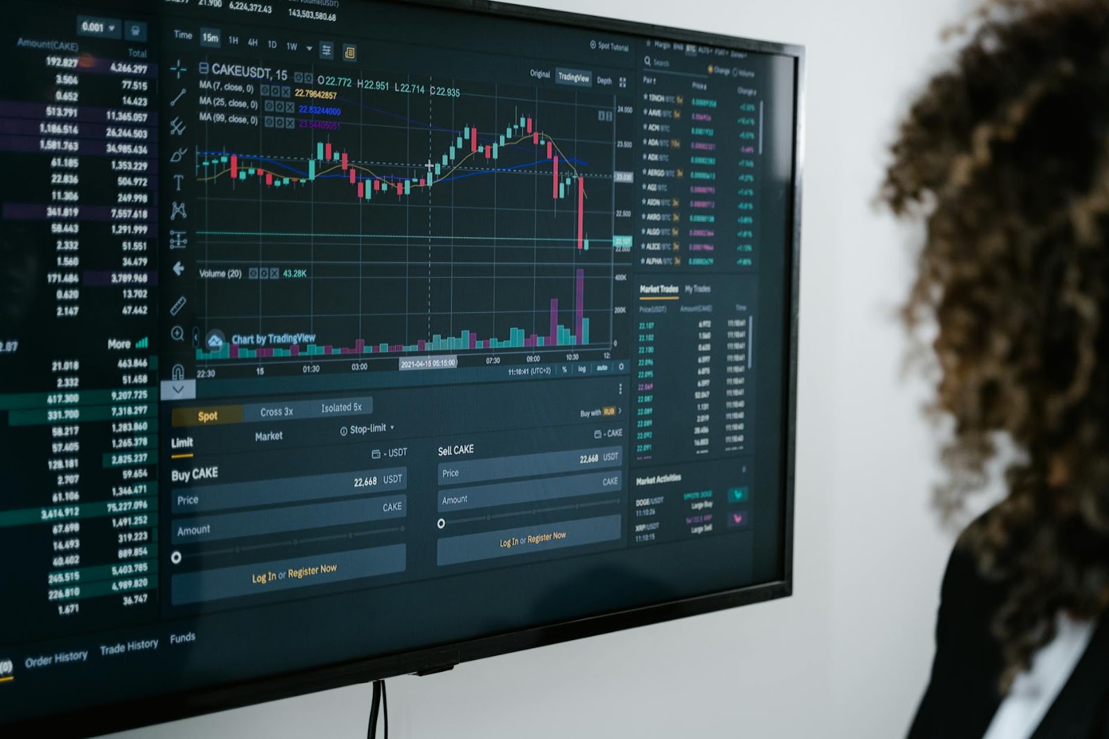 Successful financial analyst using advanced tools for crypto price analysis