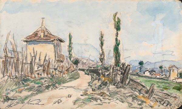 Paysage aux cyprès Dauphiné 1884