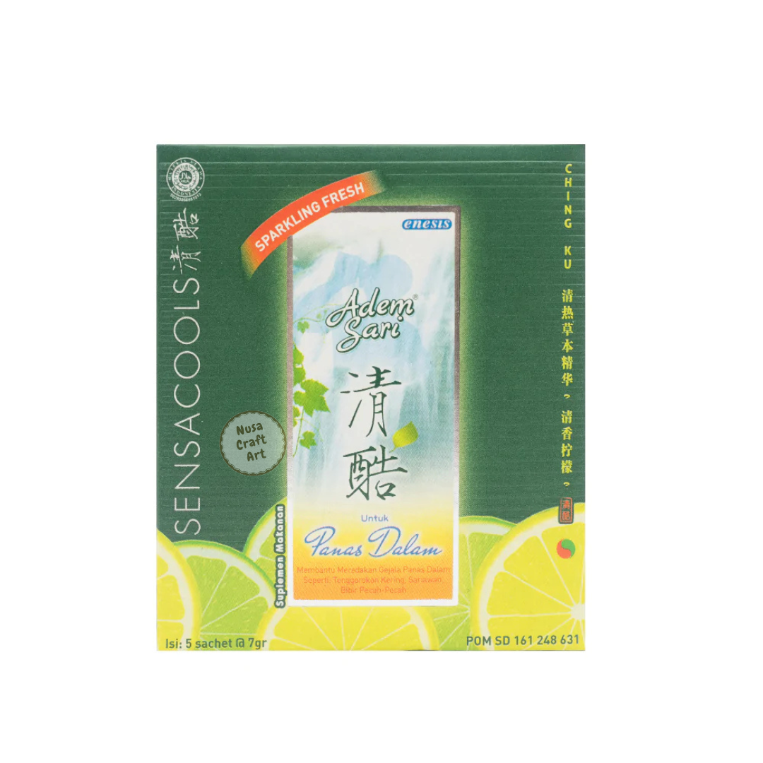 Adem Sari Herbal Lime Drink For Sore Throat, Mouth Ulcer & Bad Breath - 5's