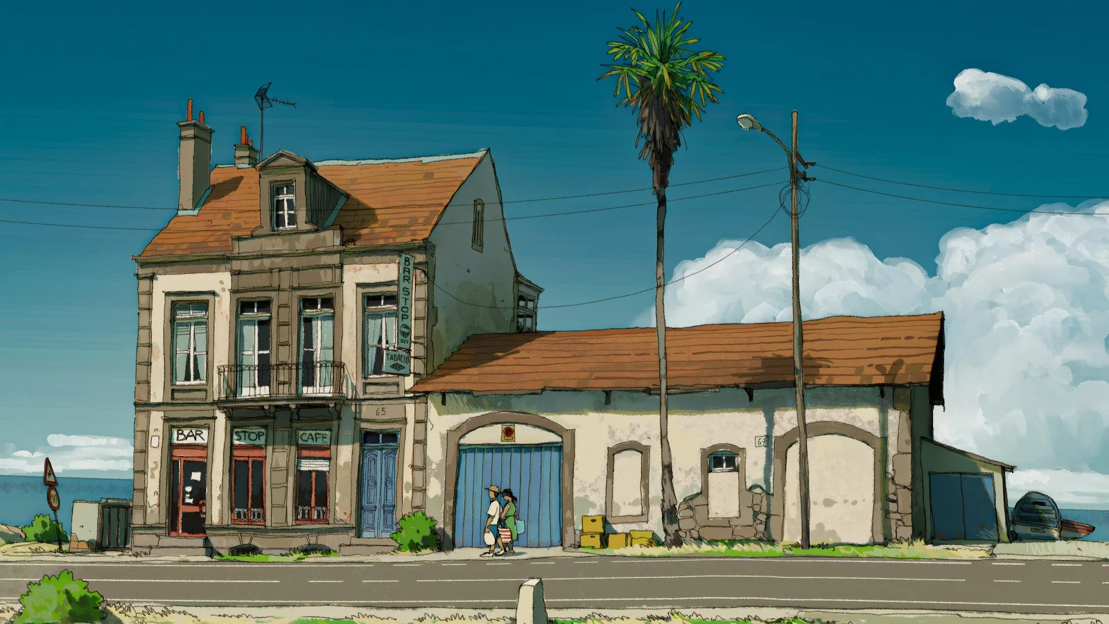 Illustration, Coastal, Town, Cartoon 4K Wallpaper Background (3840x2160)