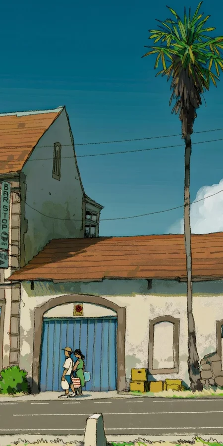 Illustration, Coastal, Town, Cartoon 4K Phone Wallpaper