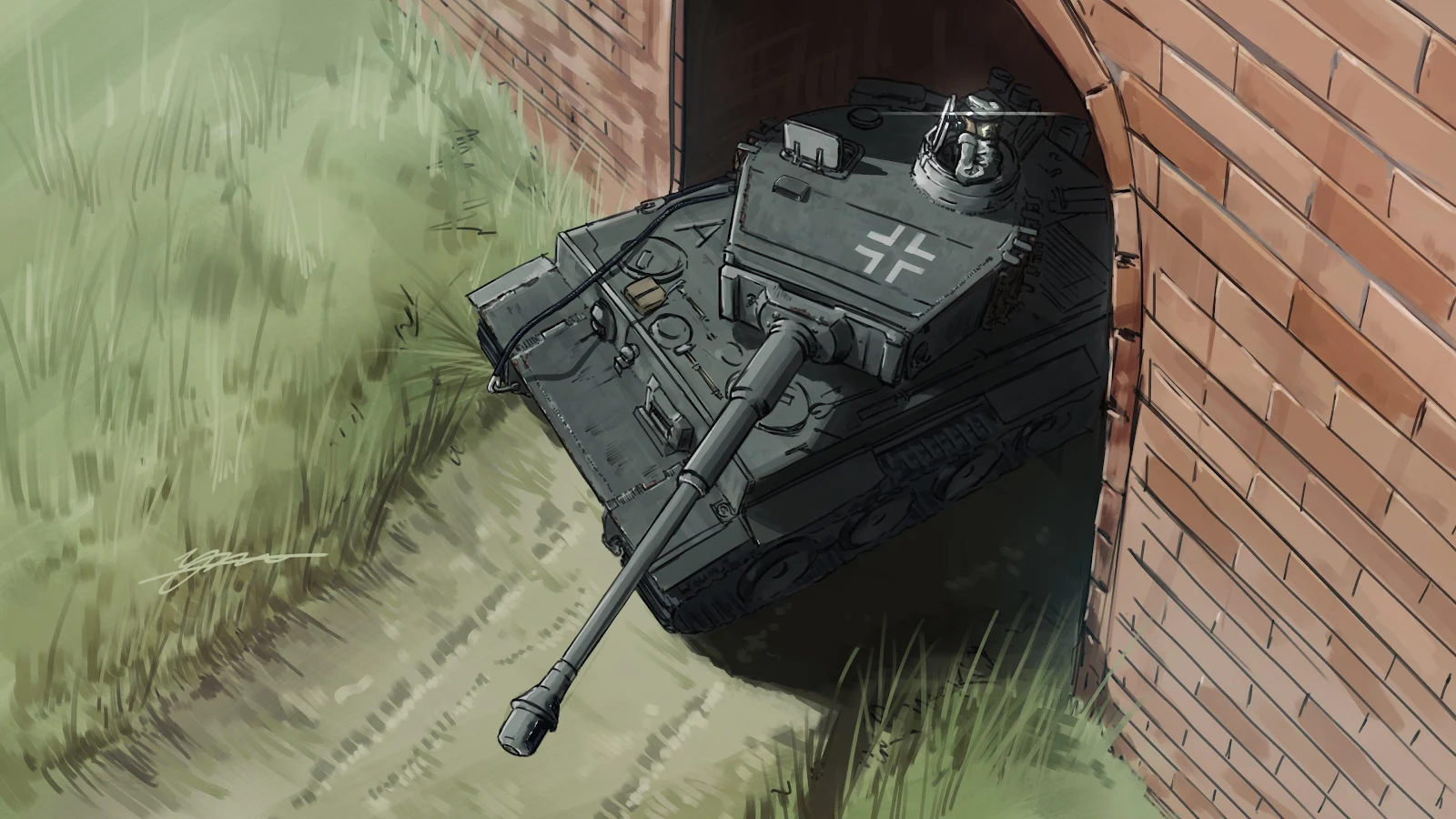 German Tiger I Heavy Tank - Digital Illustration 4K Wallpaper (3840x2160)