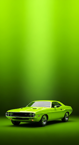Lime Green Muscle Car Studio Shot