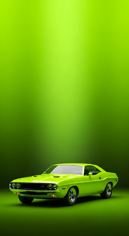 Lime Green Muscle Car Studio Shot