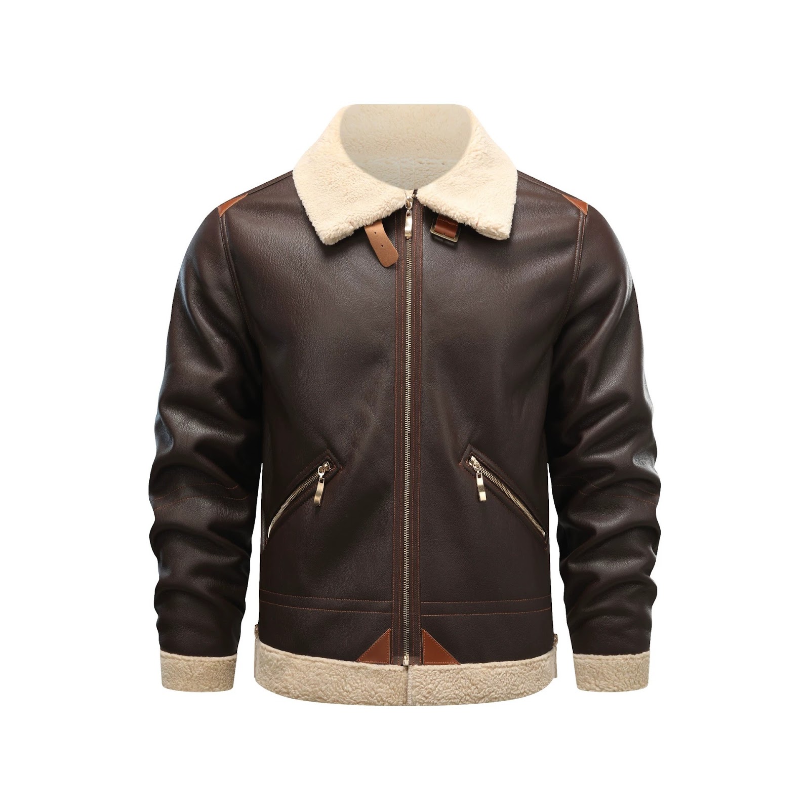 2D fur-coated one-piece leatherFlight Jacket