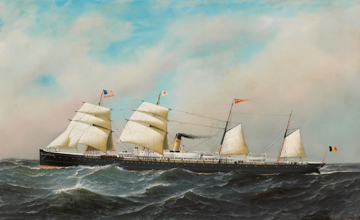 Het stoomschip met hulpzeilvermogen Belgenland 1881