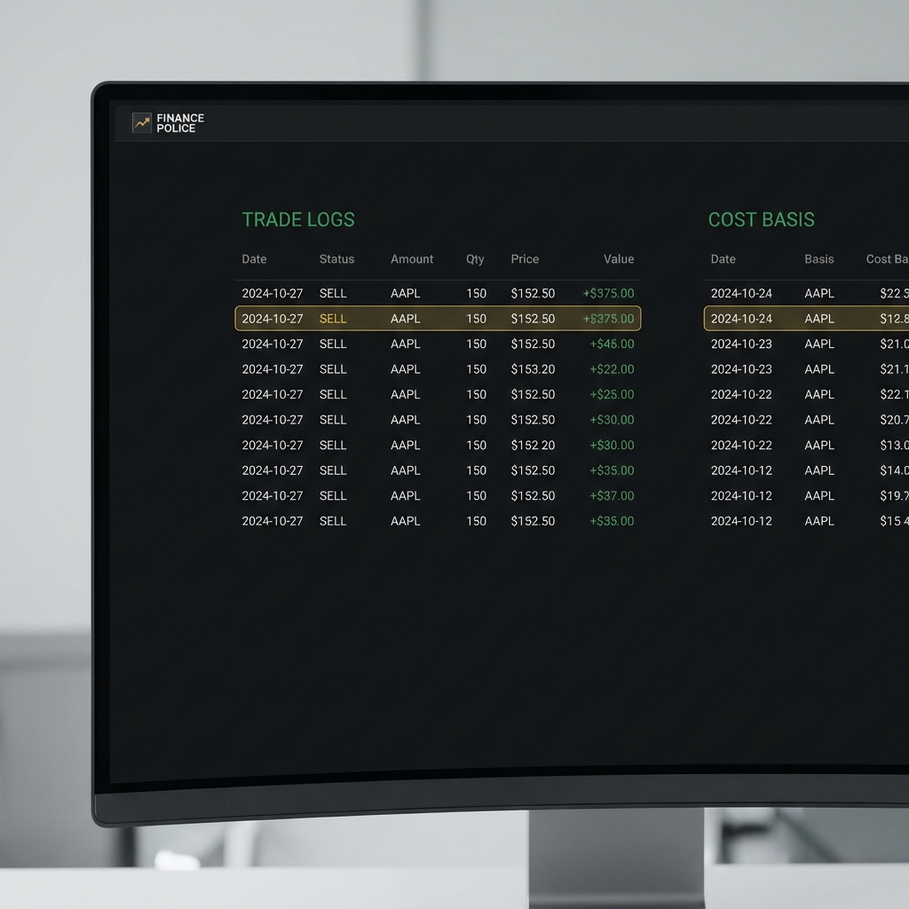 Close up of a trading simulator window displaying highlighted trade logs and cost columns with clear legible text minimalist Finance Police style how do you start day trading