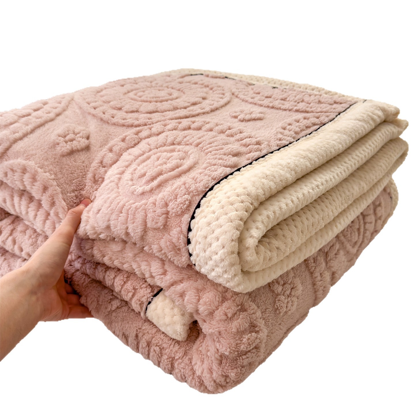 Weiche Korallenfleece-Decke mit Blumenmuster