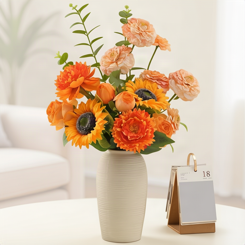 Keramikblumenvase mit Rillen, modern, Weiß