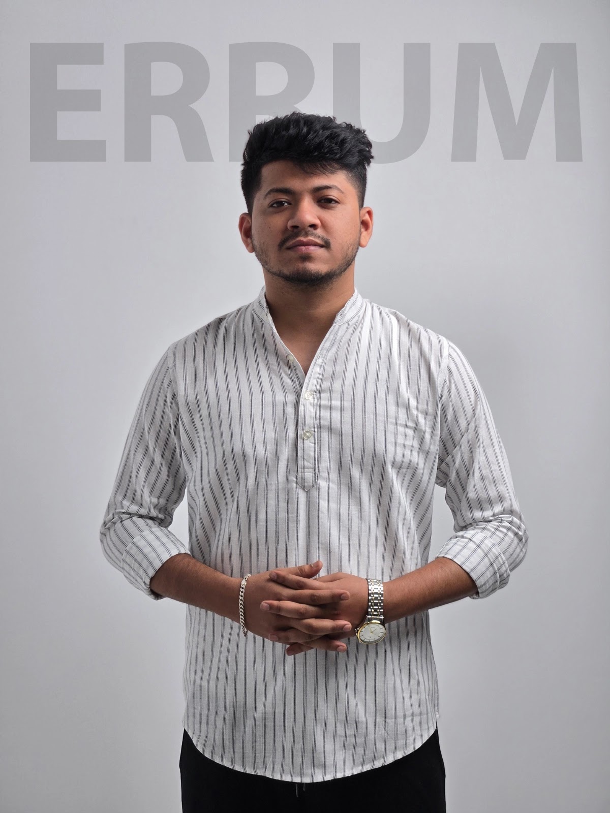 Men's Full Sleeve Katua White Pin Stripe
