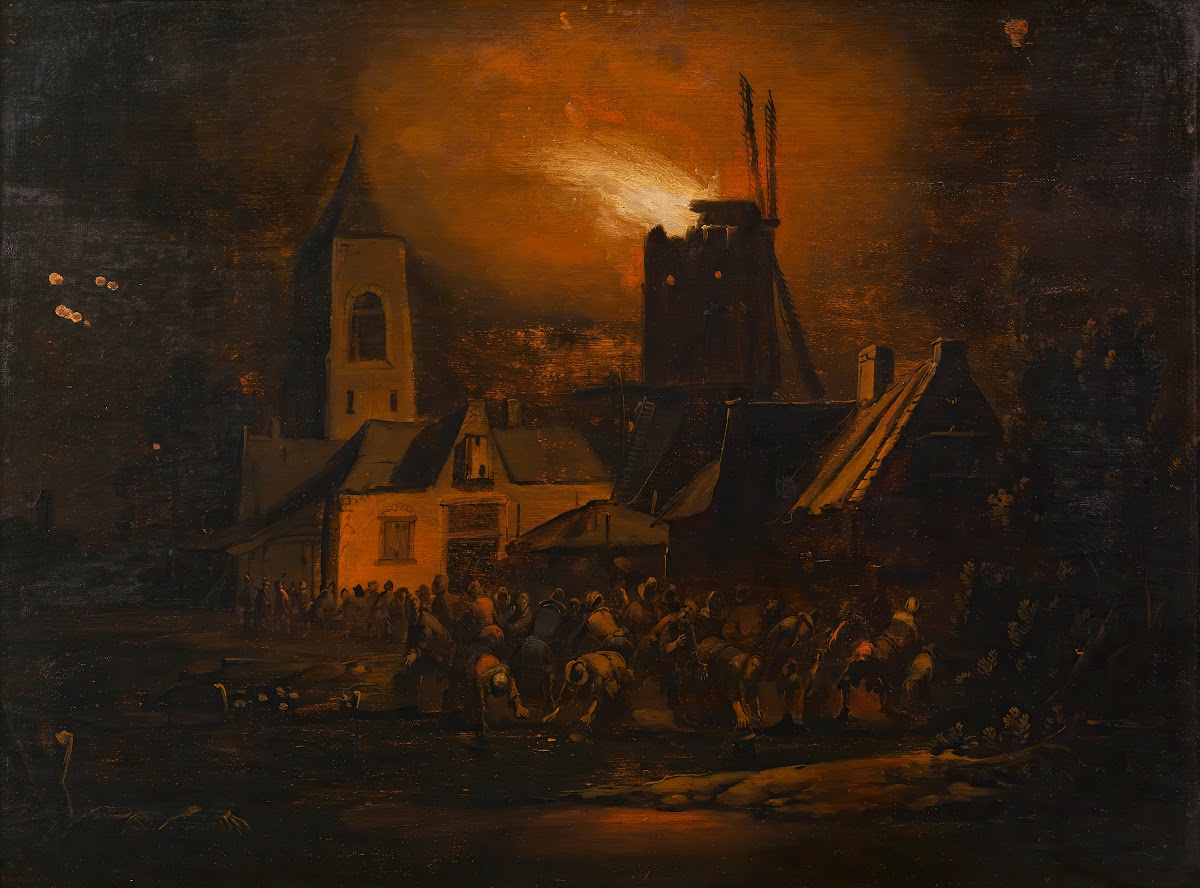 Brand Einer WindmüHle NachtstüCk Ca 1630