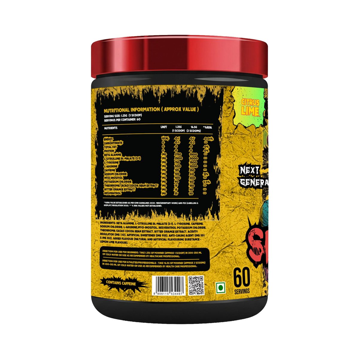 Absolute Nutrition Shrooms Pre Workout — Citrus Lime, 500g