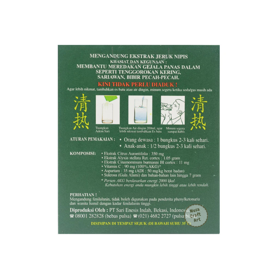 Alternative view of Adem Sari Herbal Lime Drink For Sore Throat, Mouth Ulcer & Bad Breath - 5's