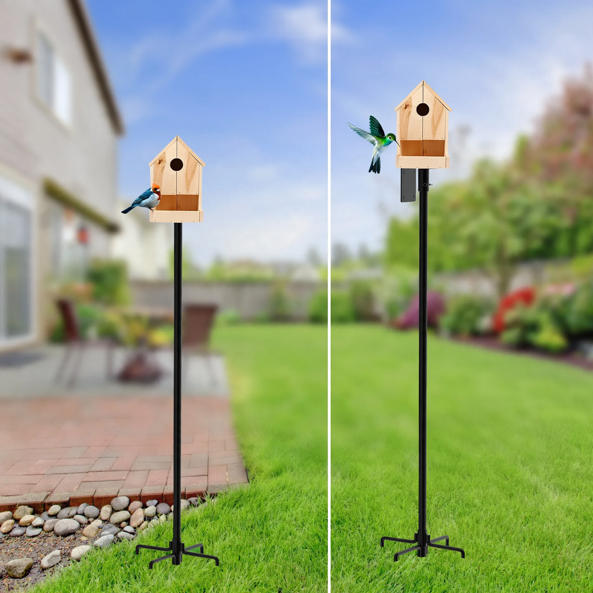 Geometric metal birdhouse
