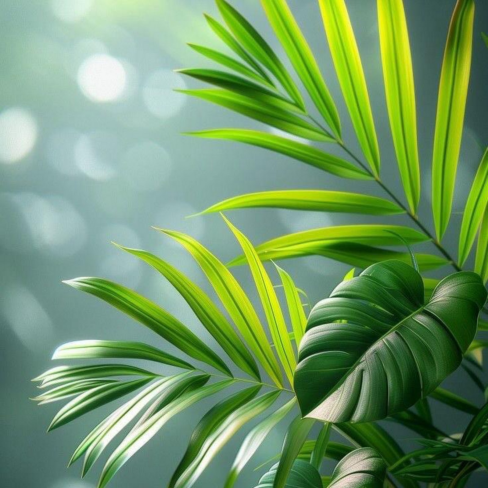 Download Vibrant Tropical Green Leaves iPhone