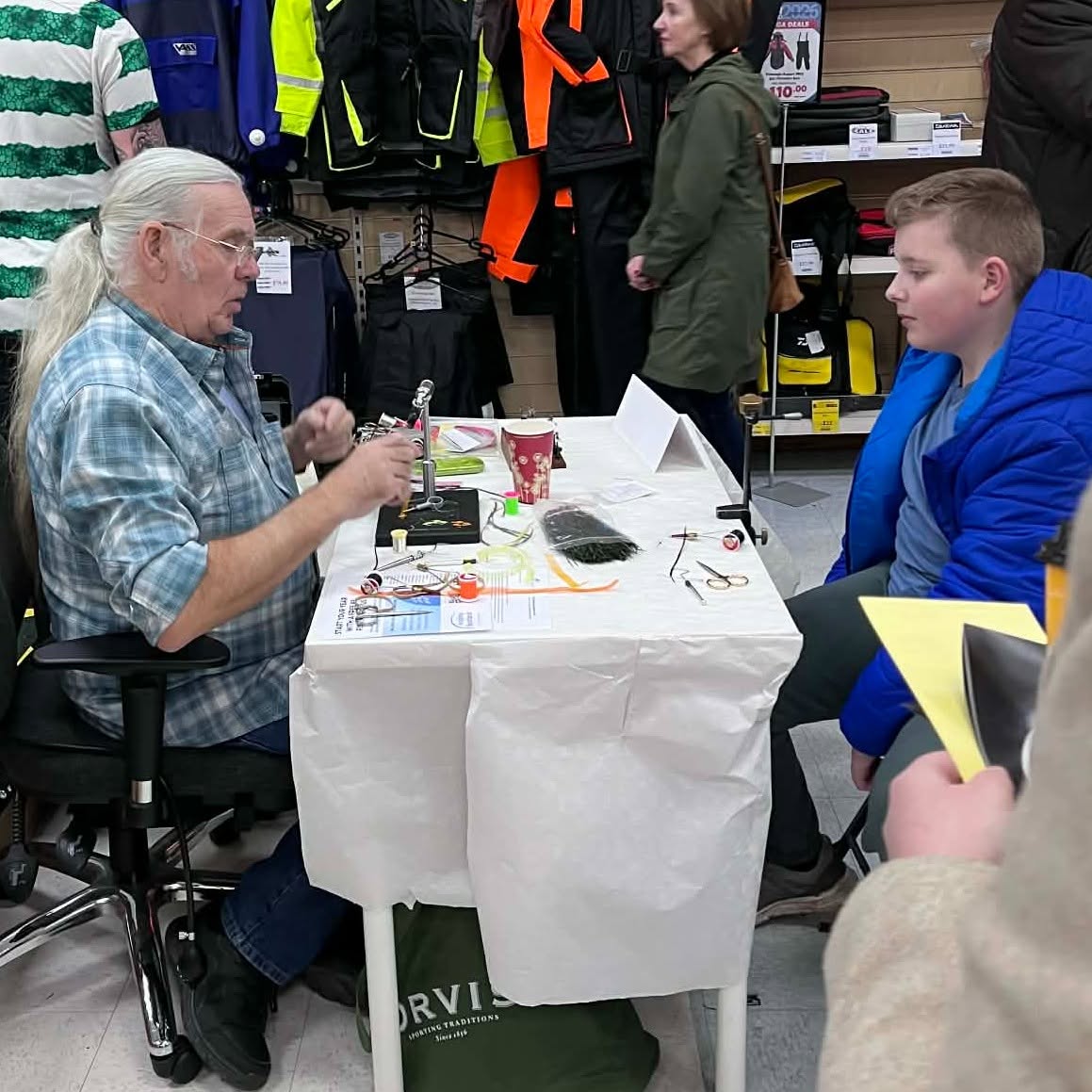 John Hood teaching fly tying