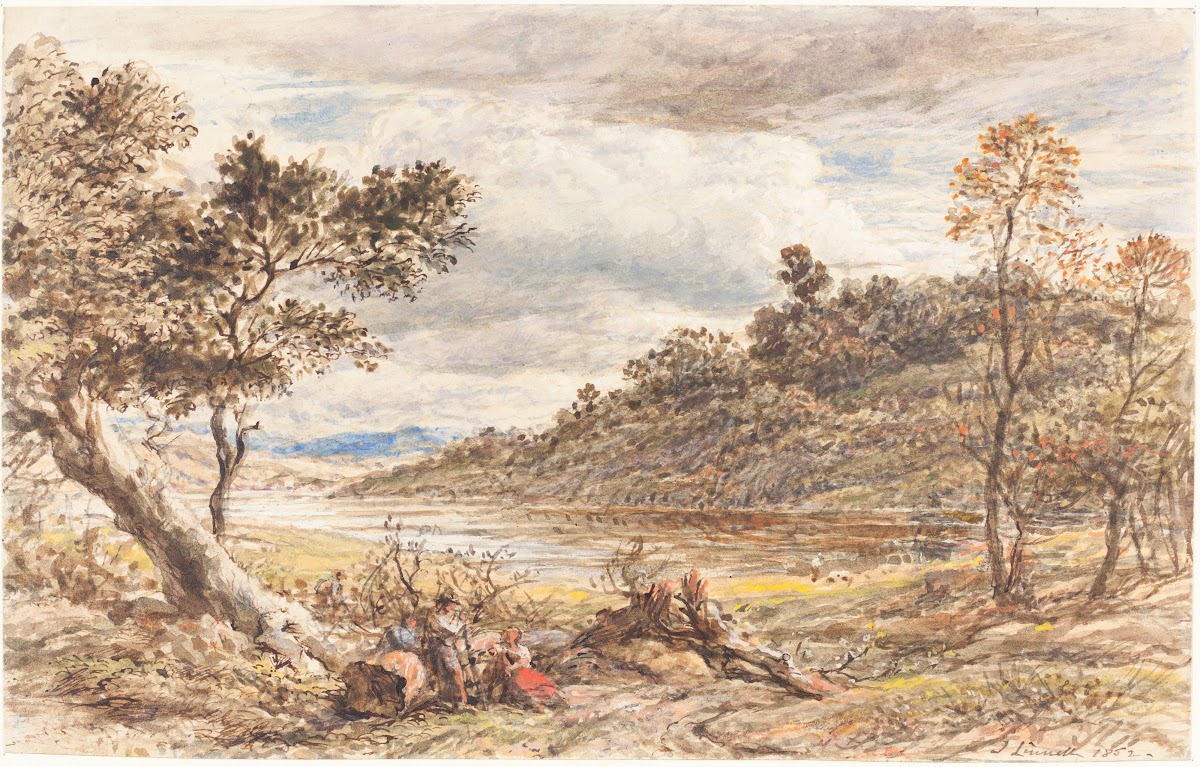 Travelers Resting by a Fallen Tree 1852