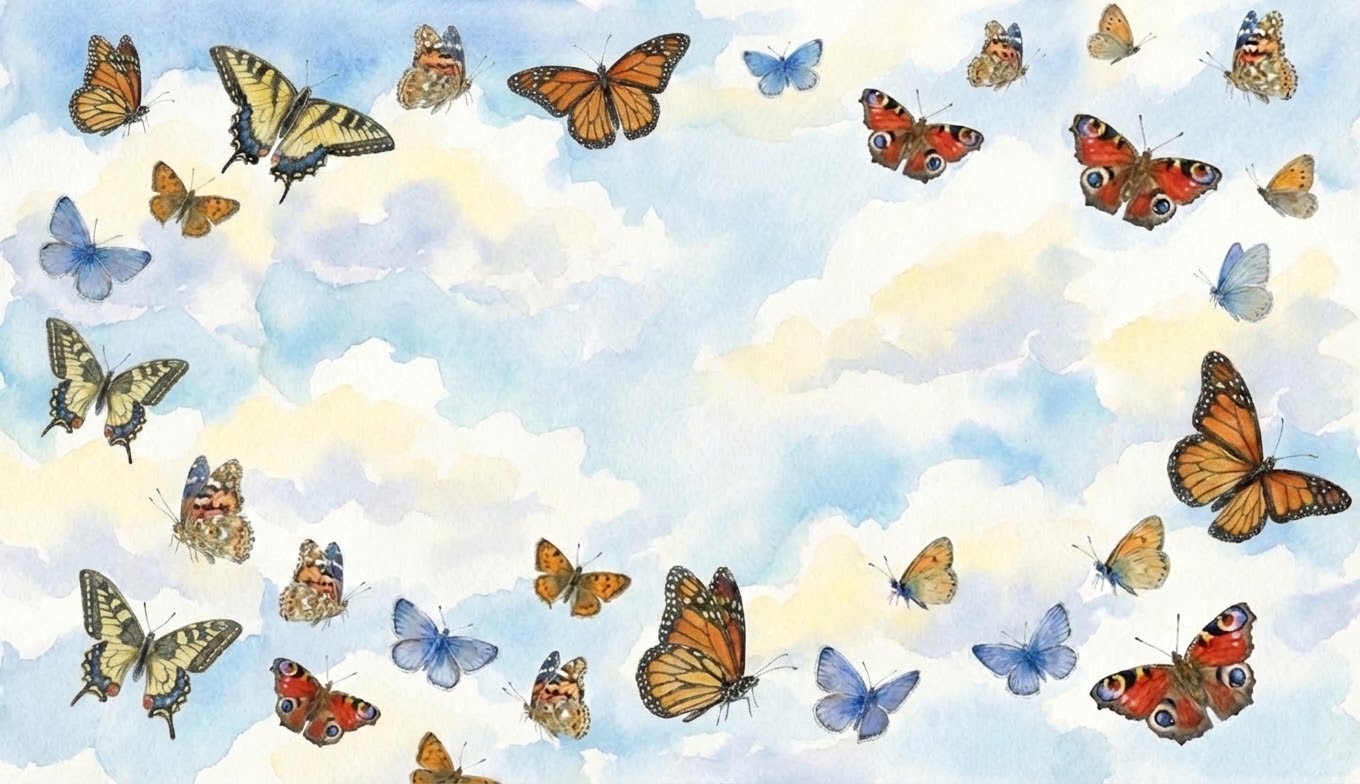 Watercolour butterfly illustration — Little Beginnings Hub child development courses