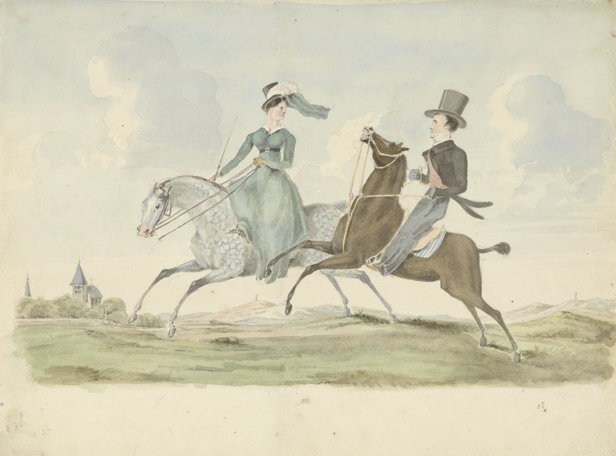 Man en vrouw te paard in een landschap 1811   1873