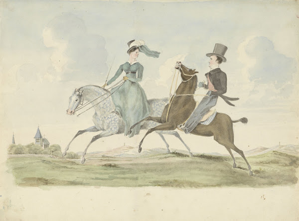 Man en vrouw te paard in een landschap 1811   1873