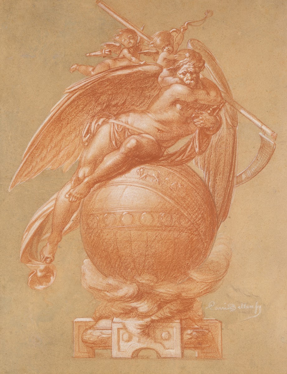Father Time on a Globe Design for a Clock 19th century