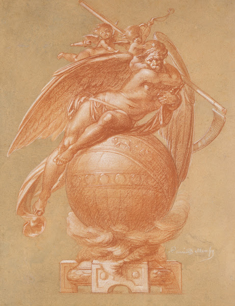 Father Time on a Globe Design for a Clock 19th century