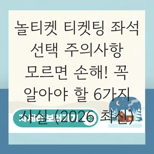 놀티켓 티켓팅 좌석 선택 주의사항