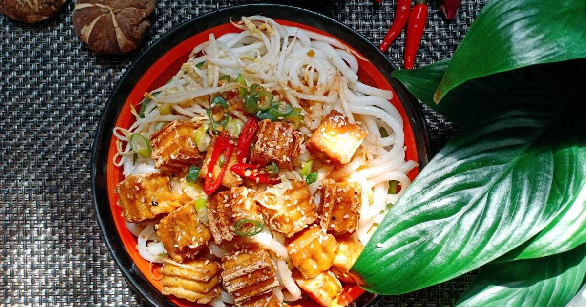 Mì udon đậu hủ sốt miso - Mì khô chay