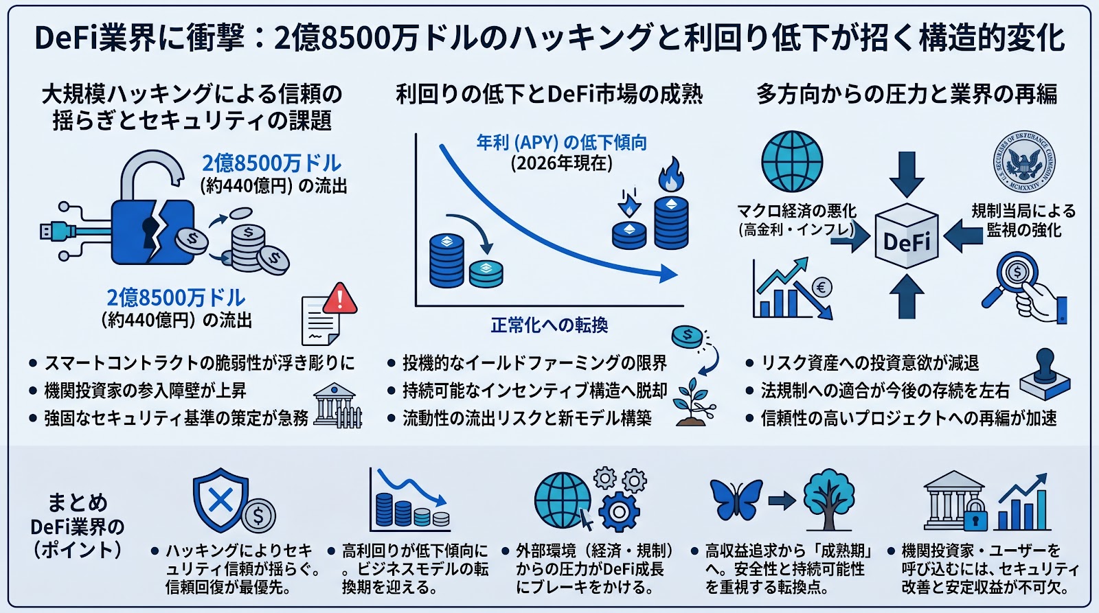 2億8500万ドルのハッキングと利回り低下がDeFi業界に衝撃