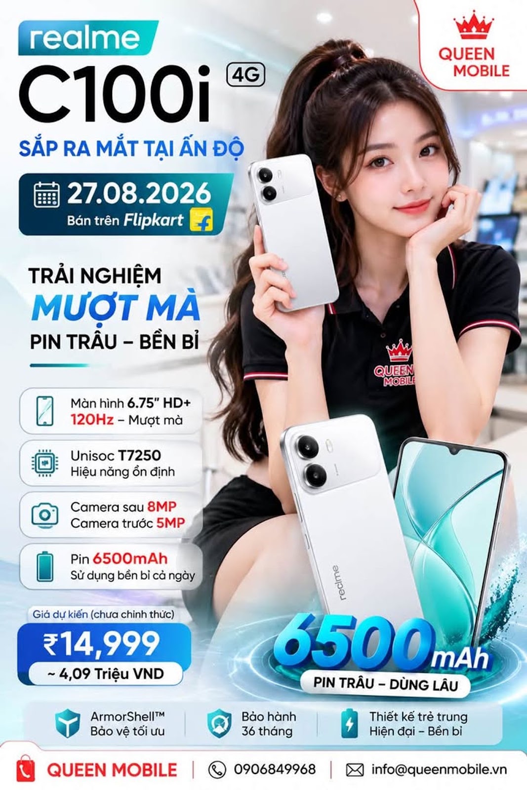 realme C100i 4G Ấn Độ chốt ngày 27 tháng 8, mức giá khoảng 4,09 triệu VND vẫn chưa được xác nhận #realmeC100i #realme #ĐiệnThoại4G #Smartphone #CôngNghệ #TinCôngNghệ #Flipkart #ẤnĐ