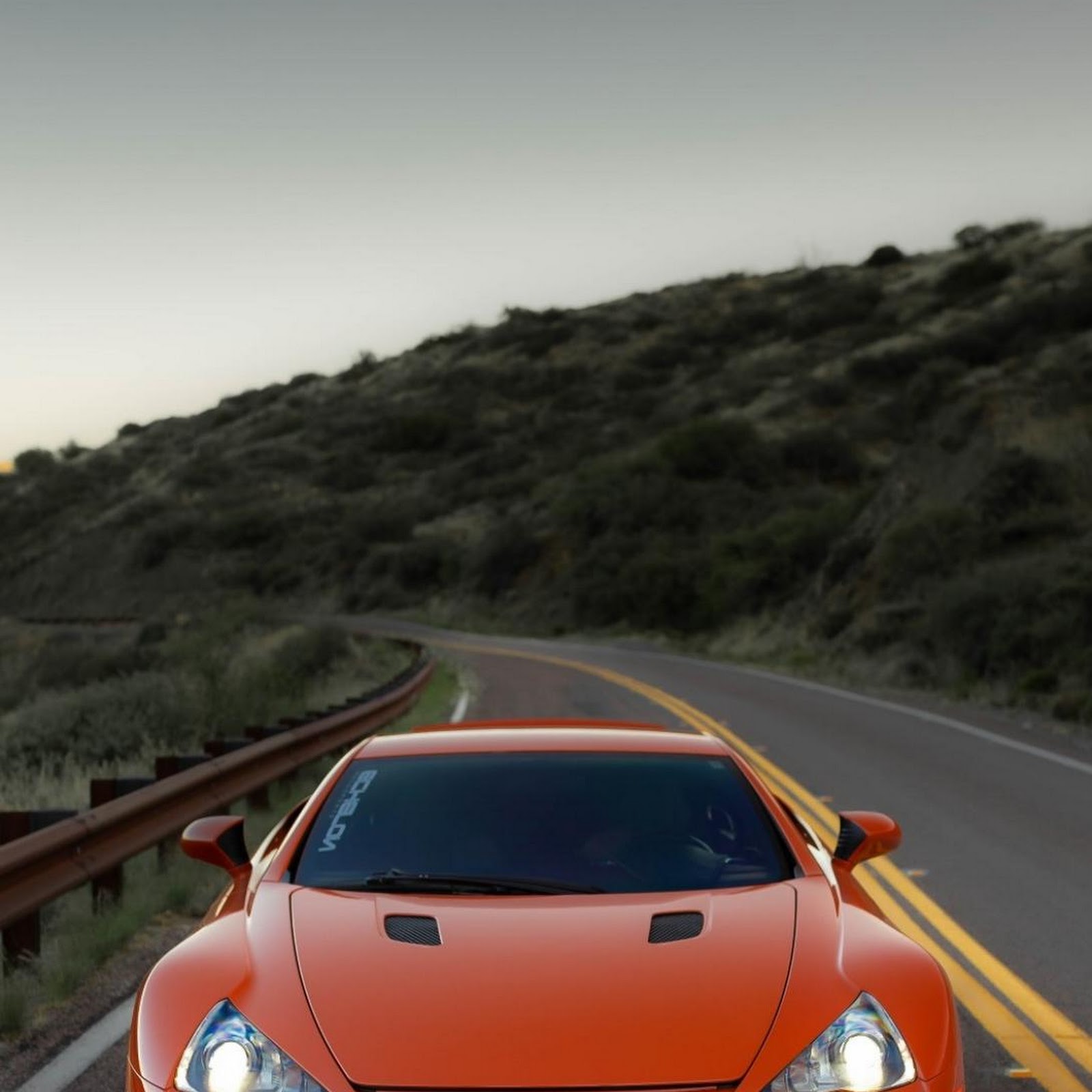 Download Orange Lexus LFA Driving Highway Full HD iPhone