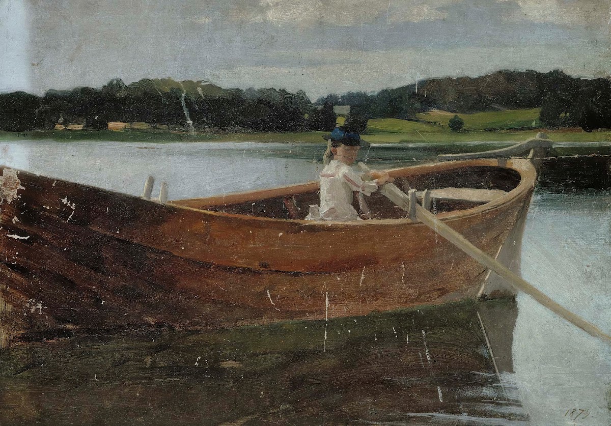 The Artists Sister Berta In A Rowing Boat Study 1879