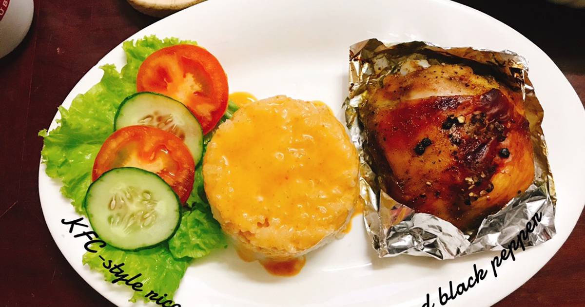 Cơm gà quay sốt tiêu đen KFC (Copycat)
