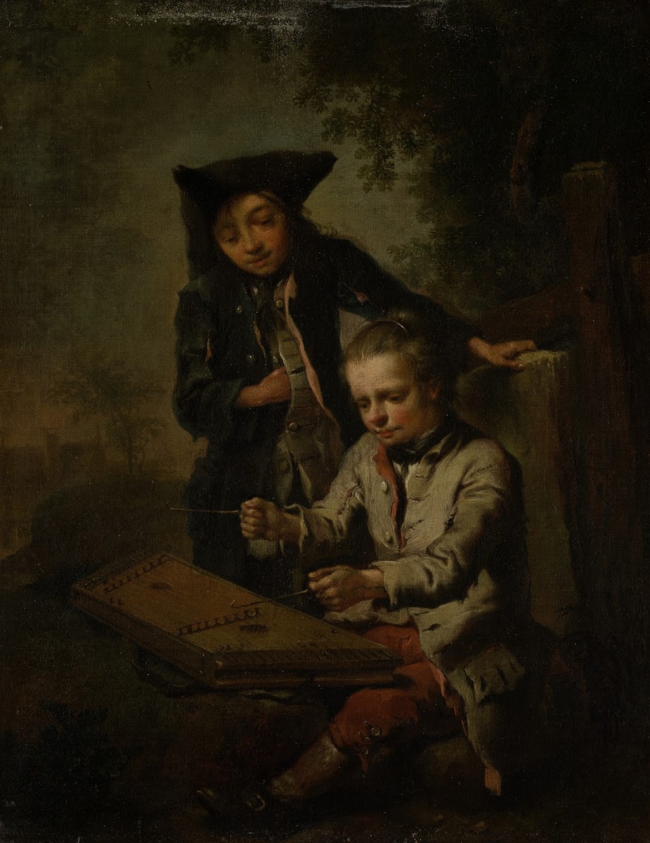 Two Boys One of Them Playing the Dulcimer ca 1758