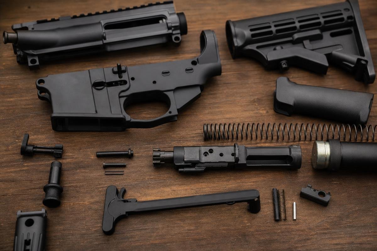 how an AR-15 works with labeled upper and lower components