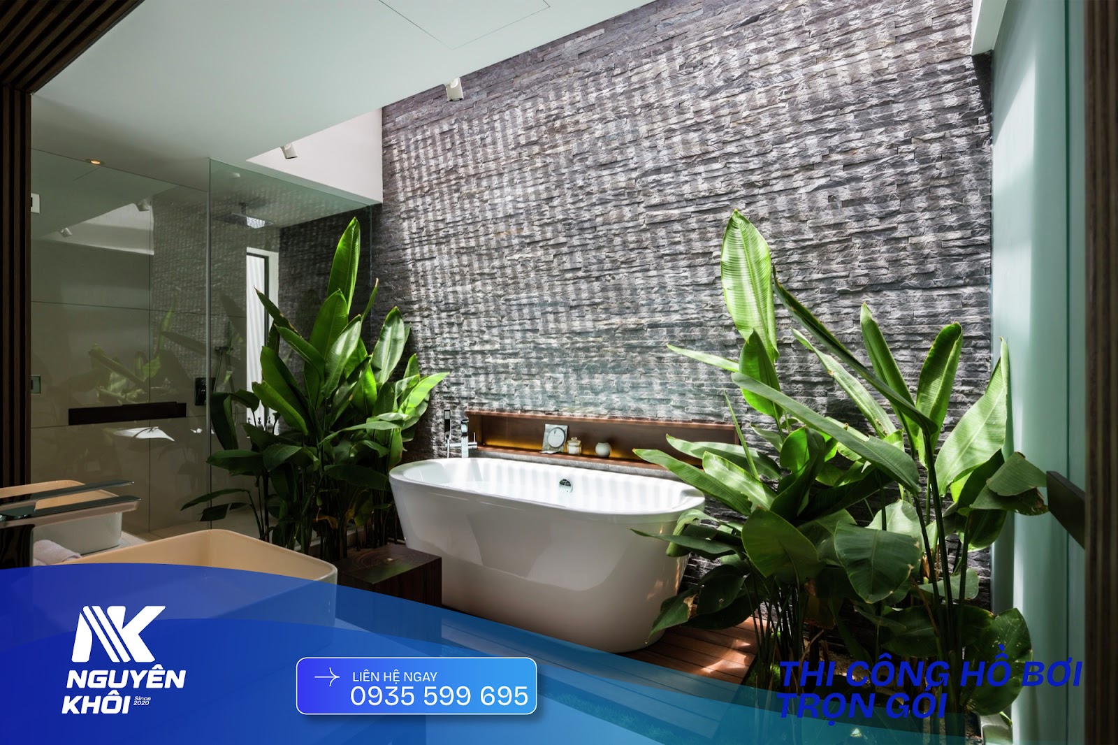 Vật liệu ốp lát hồ bơi nhiệt đới