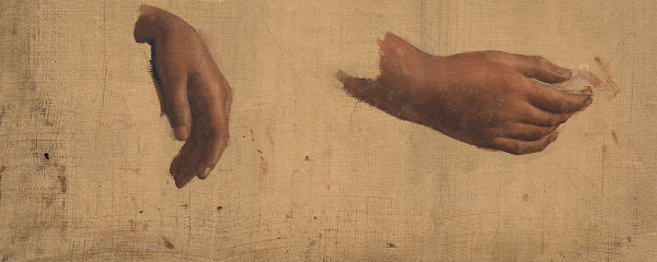 Studies for the two hands of the young girl in Cauchemar
